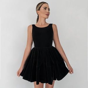 Black velvet baby doll dress